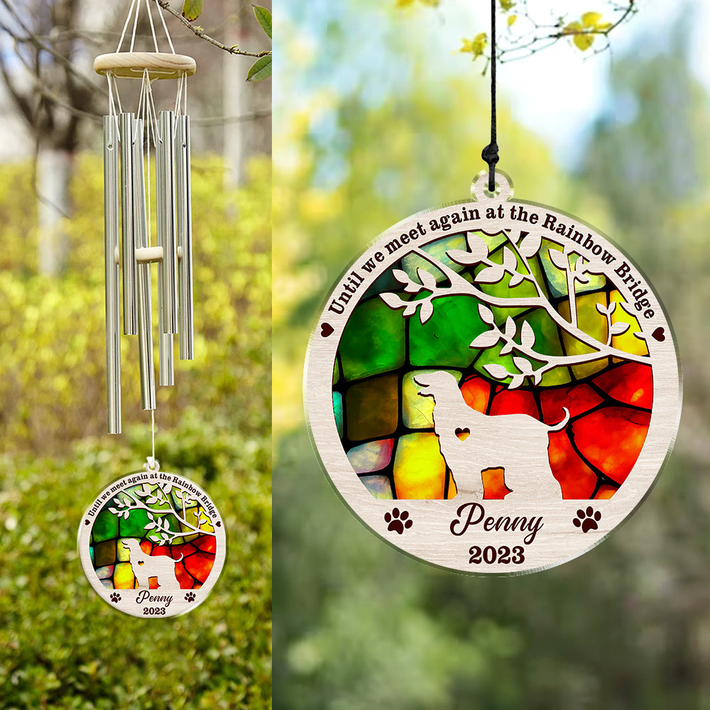Personalized Until We Meet Again At The Rainbow Bridge Dog Memorial Acrylic Wind Chimes TH10 894205
