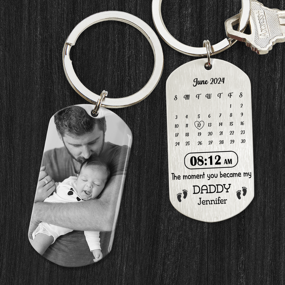 Custom Photo Memory Calendar The Day You Became My Daddy Metal Keychain LM32 893223