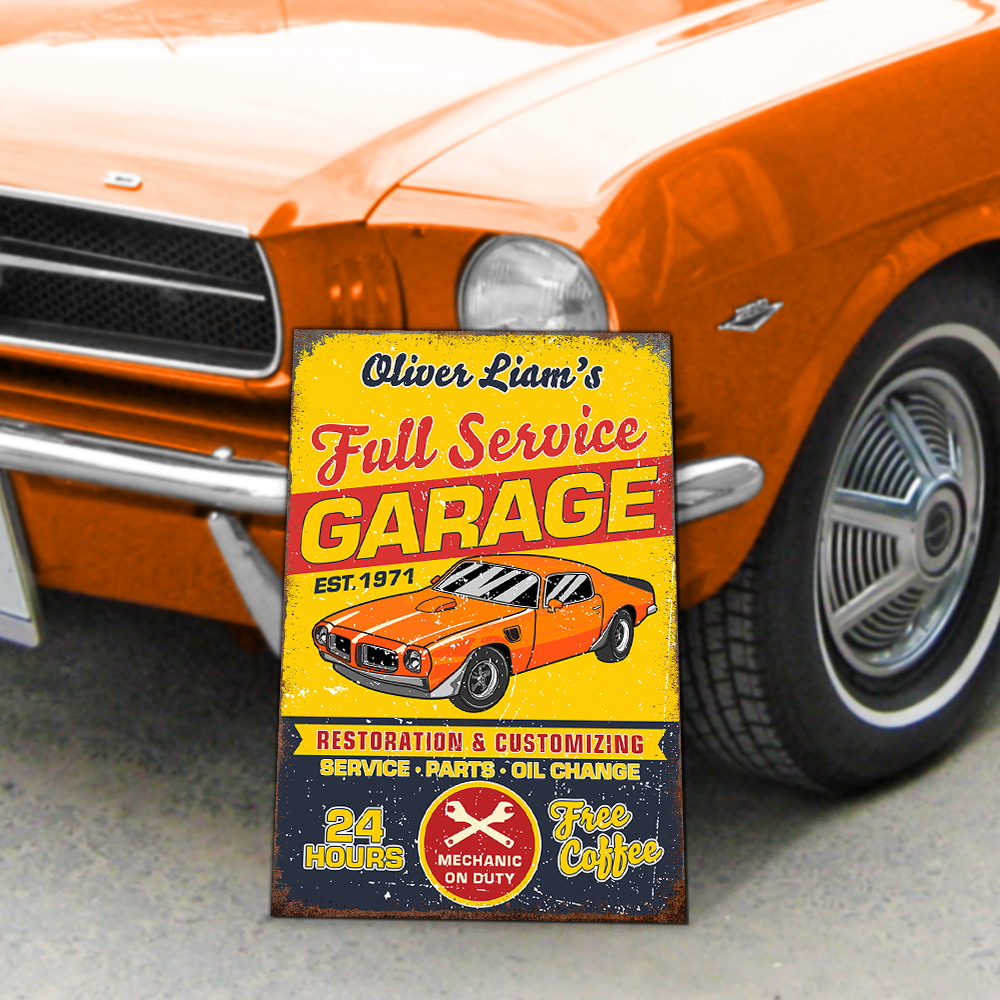 Custom Car Photo Garage Metal Sign Full Service Garage Sign CH07 896278