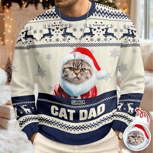 Custom Photo Cat Mom Pawlidays - Personalized Christmas Ugly Sweatshirt CH07 899372