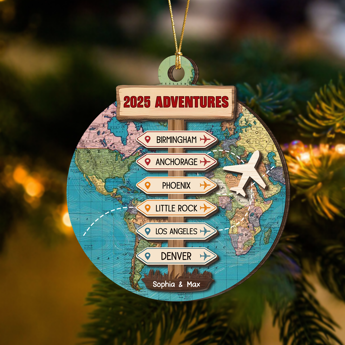 Personalized Travel Adventure 2 Layer Wooden Ornament LM32 895445