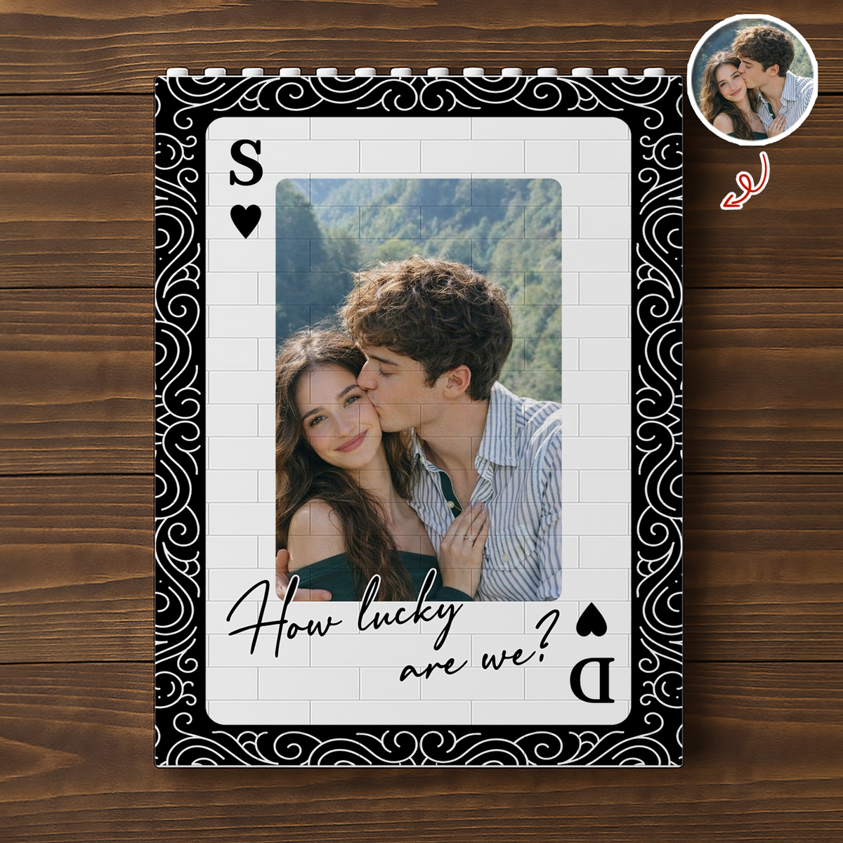 Custom Couples Photo King And Queen Lucky To Love You Building Brick Block TH10 170335