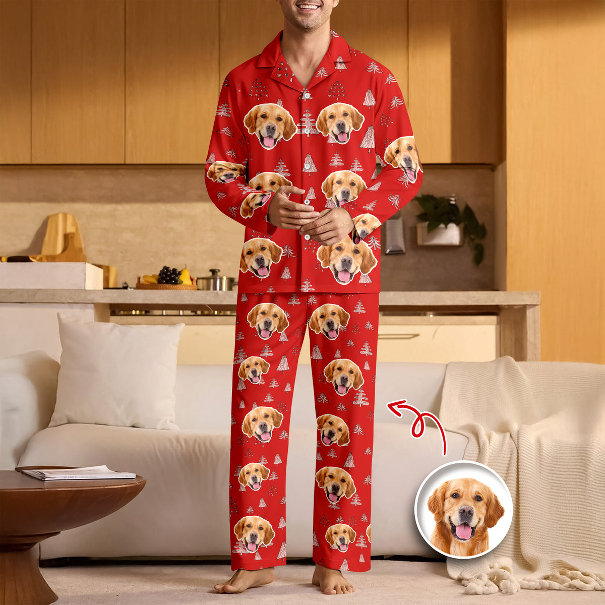 Custom Dog Photo With Christmas Tree Icon Pajamas TH10 894405