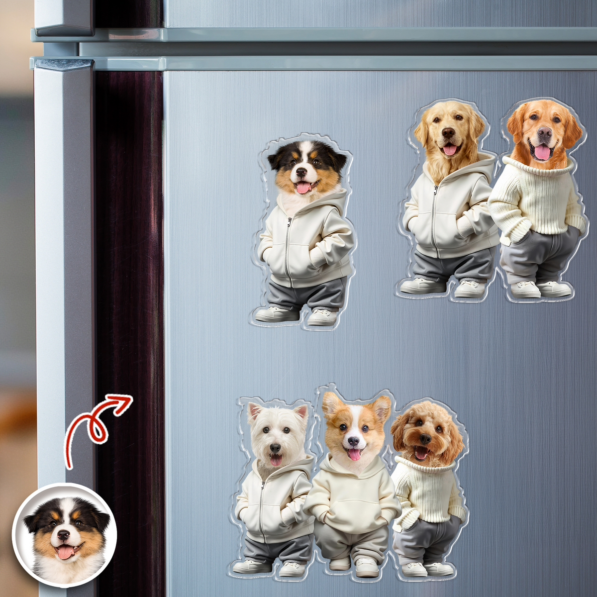 Custom Face Cute Dog Acrylic Fridge Magnet For Dog Dad Dog Mom CH07 910162