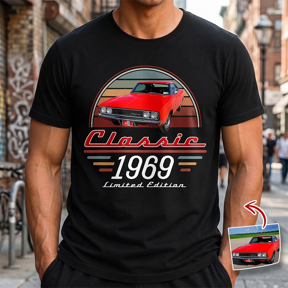 Custom Car Photo Classic Limited Edition Dark Shirt - Personalized Gifts For Dad, Grandpa, Family, Yourself CH07 180006