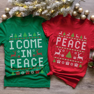 Personalized Come In Peace Couple Christmas Shirt, Funny Xmas Gift HO82 900684