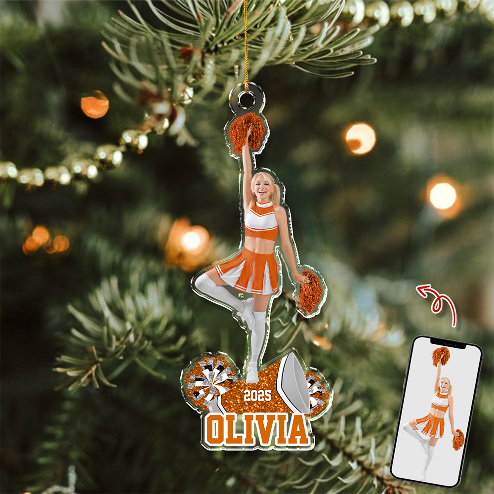 Custom Photo Cheerleading Team Christmas Gift Acrylic Ornament HA75 897344