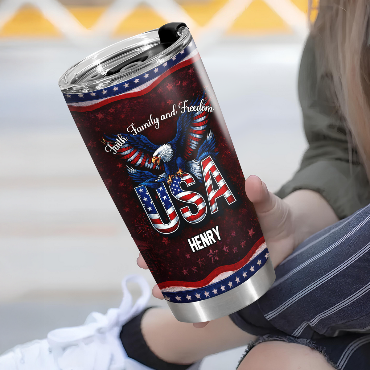Custom Name Faith, Family & Freedom 250 Years Anniversary Fat Tumbler 1776–2026 CH07 910590