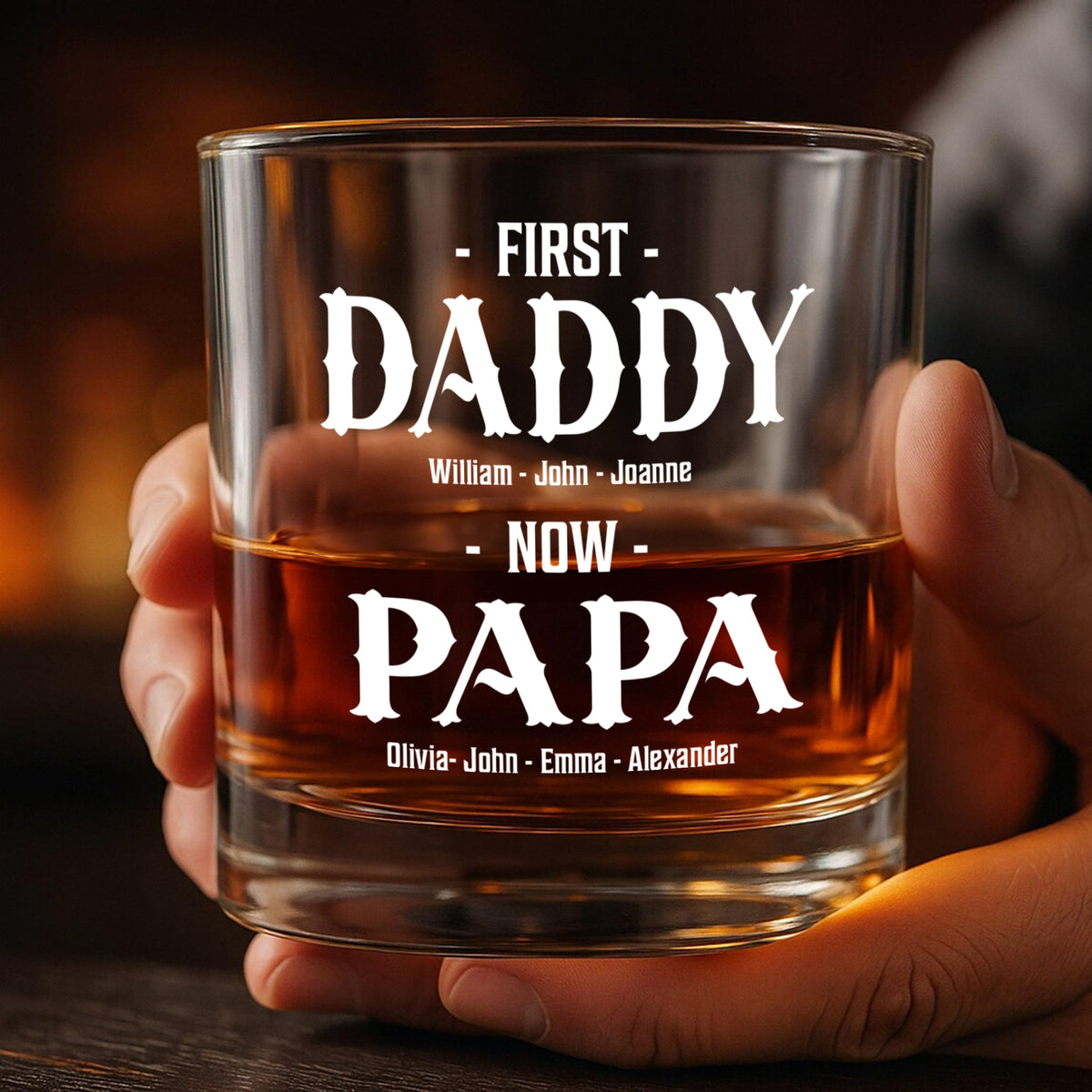 Personalized First Dad Now Grandpa Whiskey Glass Gift For Father's Day TH10 169611