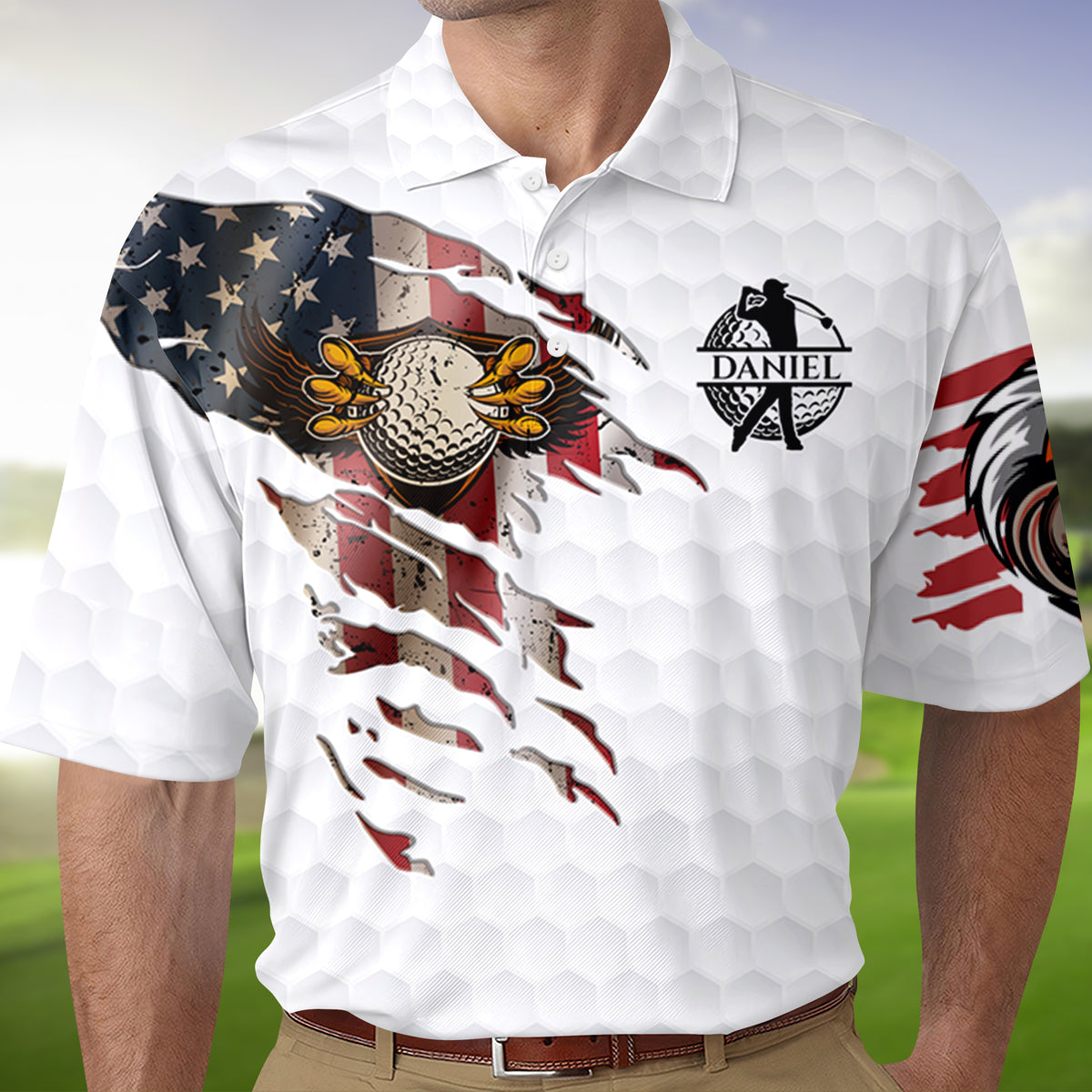 Personalized Bald Eagles American Flag Polo Shirt, Gift For Golf HO82 900824
