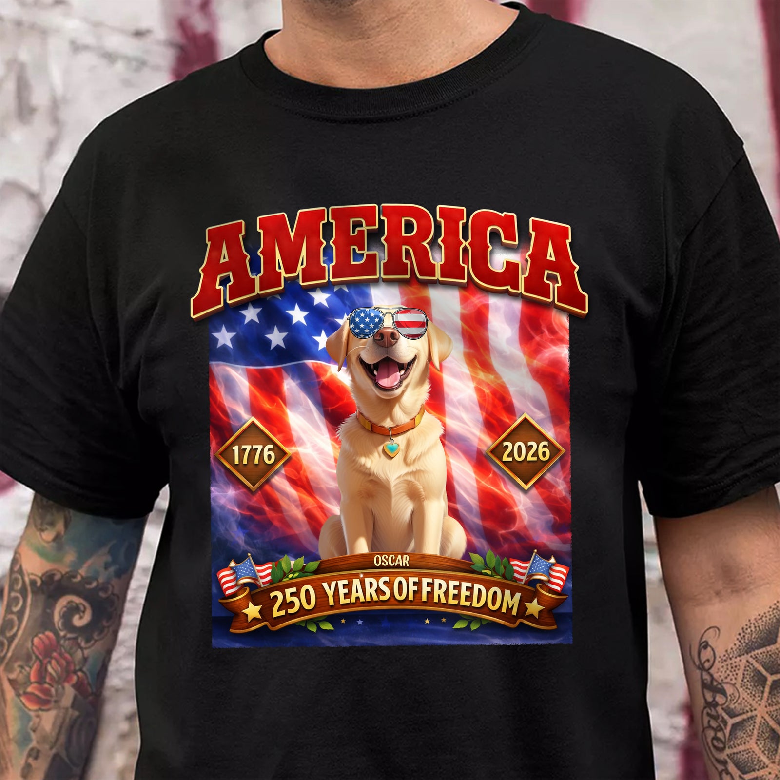 Personalized 250 Years Of Freedom Dog Dark Shirt HA75 920252