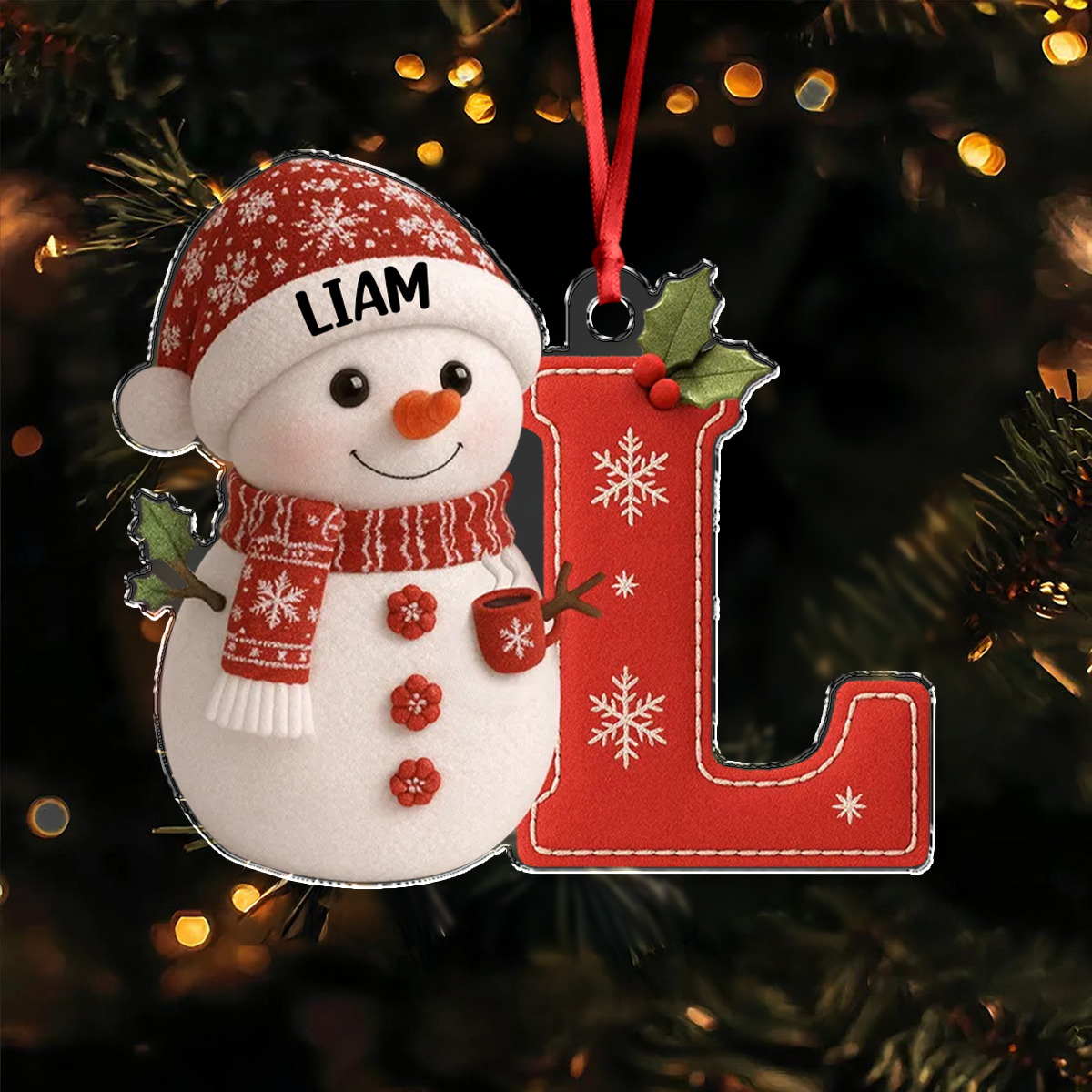 Little Snowman Joy with Initial Letter - Personalized Acrylic Ornament LM32 895963