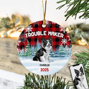Custom Dog And Cat Photo Double Trouble Ceramic Ornament Gift For Dog Cat Lover HO82 894644