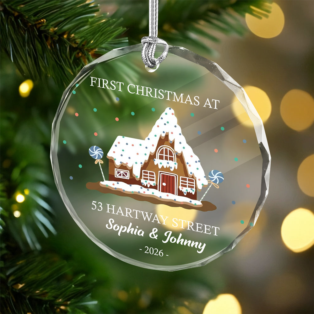 Personalized First Christmas At Glass Ornament, New Homeowner Holiday Decor HO82 903608