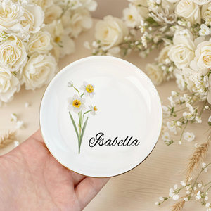 Custom Name And Flower Month Ring Dish TH10 896883