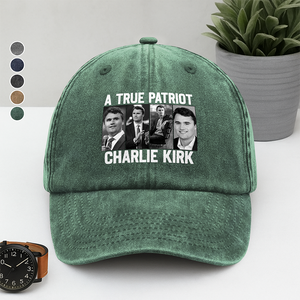 Justice for Charlie Kirk - Prayers Up Charlie Washed Denim Baseball Cap HA75 64420