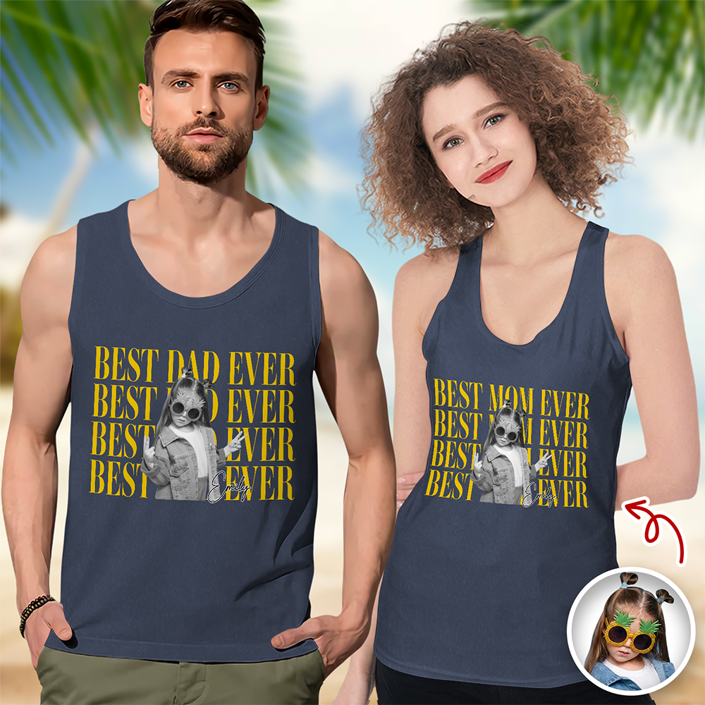 Personalized Vintage Photo Best Dad Mom Ever Tanktop CH07 911704