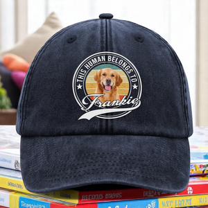Custom Photo Human Belongs To Dog Cat Pet Washed Denim Baseball Cap HA75 892464