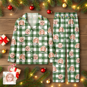 Custom Photo Name Christmas Light Snow Pajamas CH07 895326