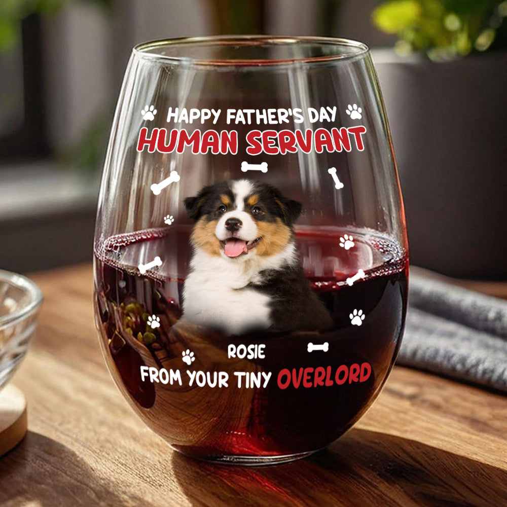 Custom Photo Happy Human Servant Personalized Wine Glass CH07 895444