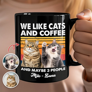 Custom Photo I Like Cats And Coffee Personalized Black Mug Gift For Cat Lovers LM32 895035