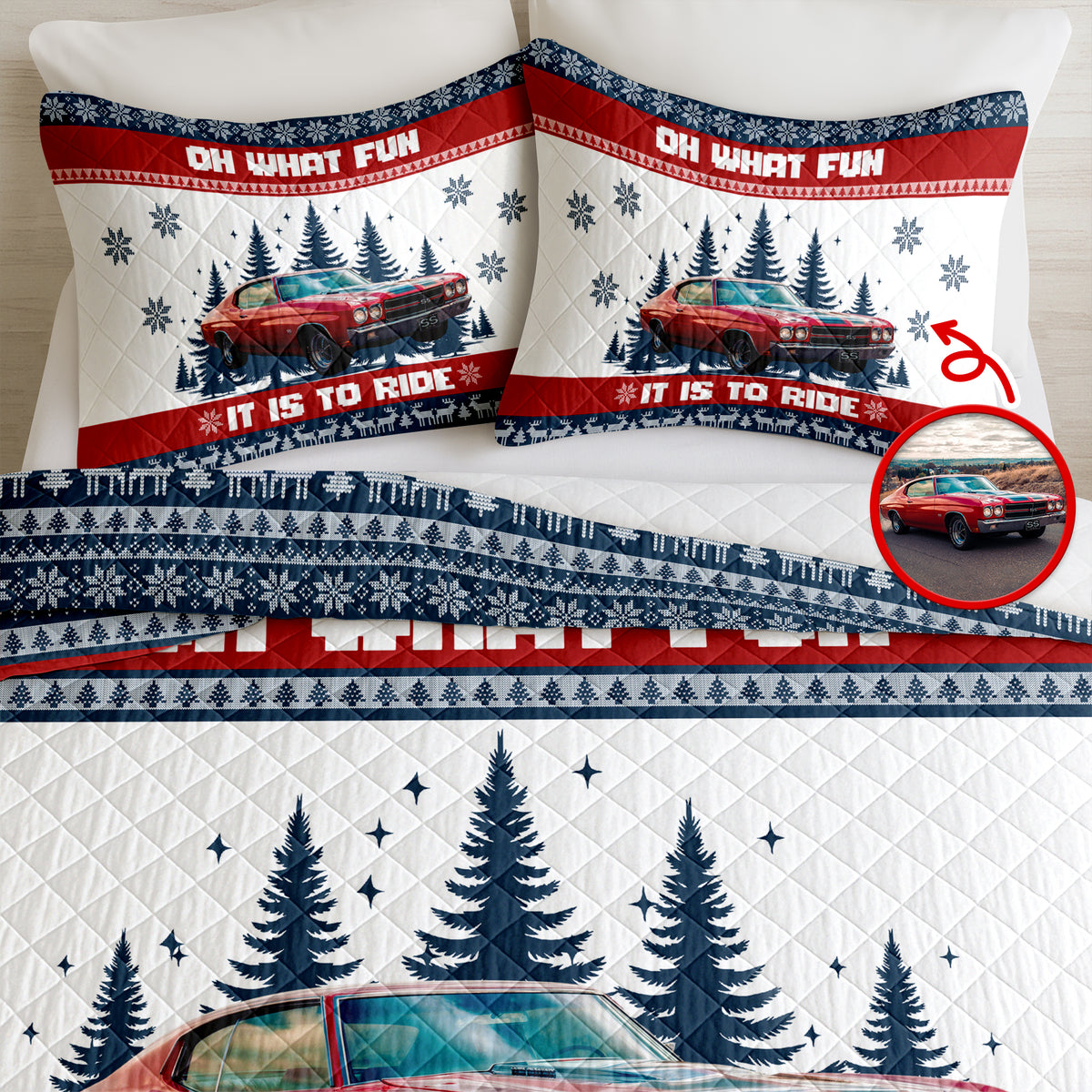 Custom Car Photo Oh What Fun It Is To Ride Quilt Bedding Set For Car Lover CH07 895608