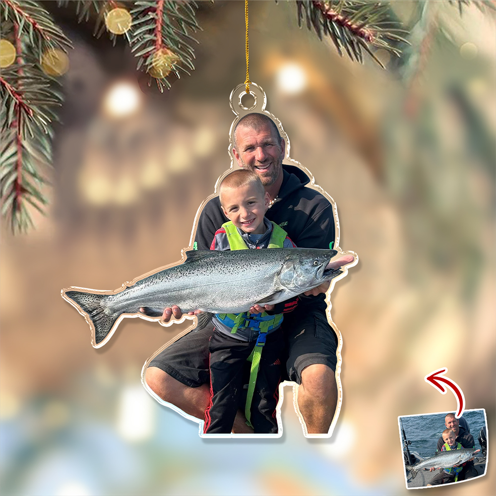 Custom Photo A Man Addicted To Fishing Acrylic Ornament Gift For Fishing Lovers HO82 894742