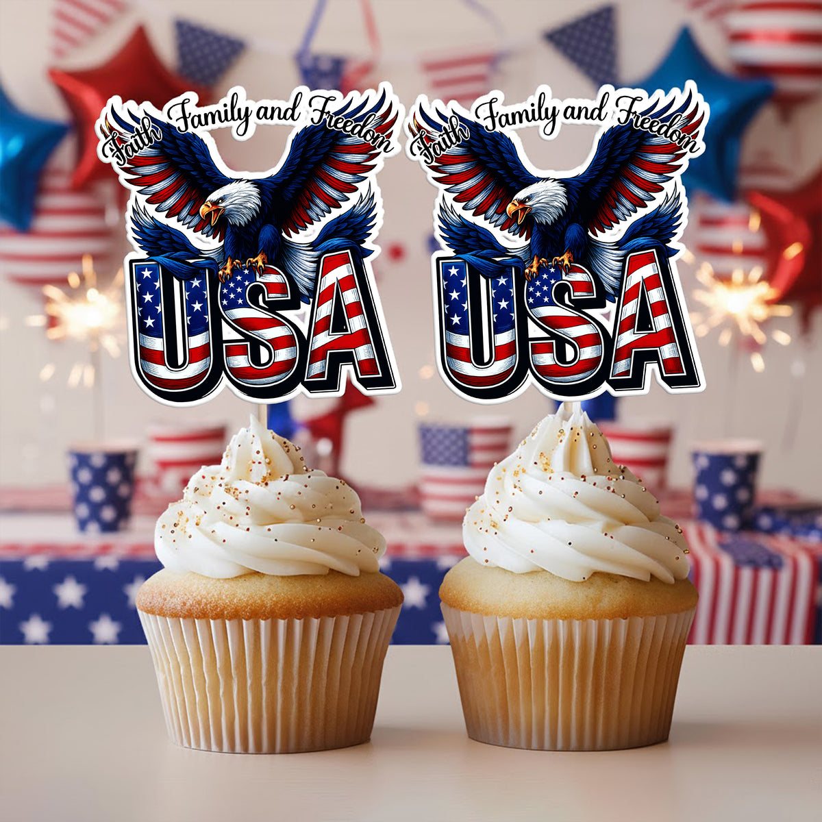 Faith, Family & Freedom 250 Years America Cupcake Topper HA75 898836