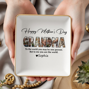 Custom Photo Happy Mother's Day To My World Jewelry Dish LM32 893147