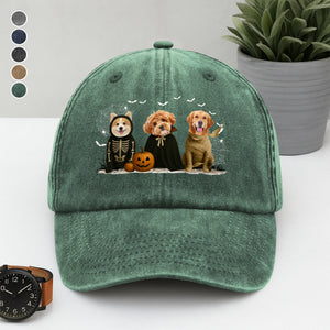 Custom Photo Gothic Halloween Washed Denim Baseball Cap For Dog Lovers TH10 896157