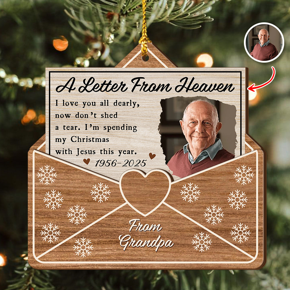 Custom Photo A Letter From Heaven - Personalized 2-Layered Wooden Ornament CH07 895708