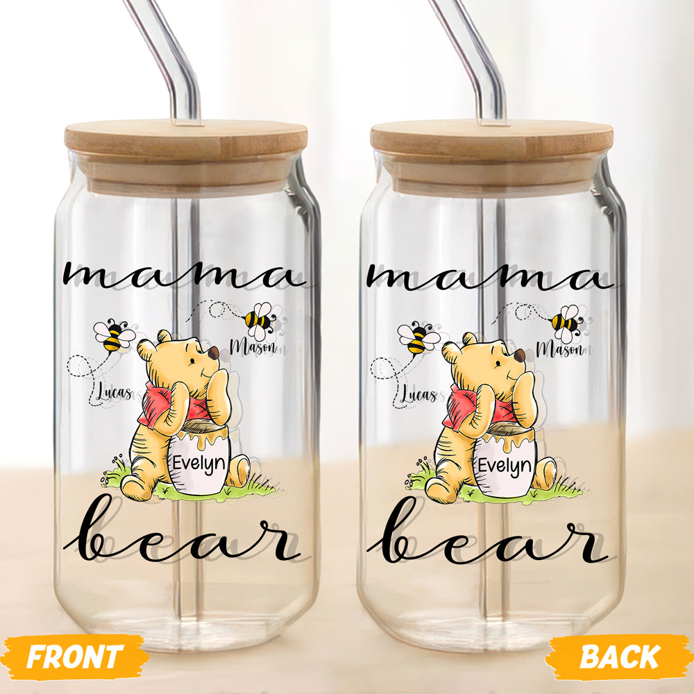 Custom Mama Bear With Baby Bee For Mother's Day Glass Can TH10 892587