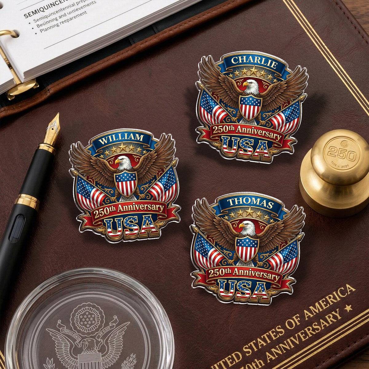 Eagle USA Semiquincentennial  1776-2026 250th Anniversary Patriotic Acrylic Pin HO82 901806