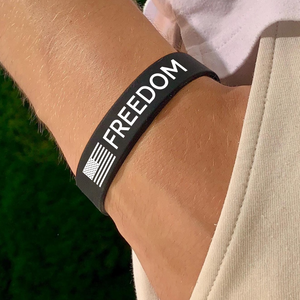 Laser Engraved Silicone Bracelet “FREEDOM” Charlie Kirk Tribute American Flag LM32 65733