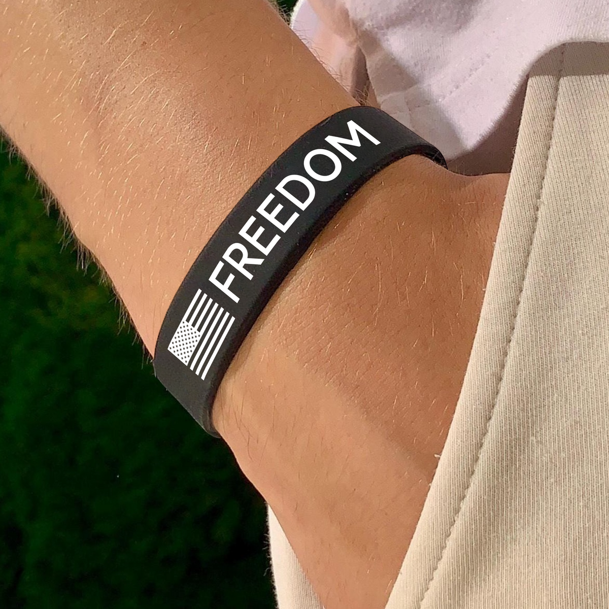 Laser Engraved Silicone Bracelet “FREEDOM” Charlie Kirk Tribute American Flag LM32 65733