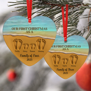 Our First Christmas As A Family Heart Shaped Ceramic Ornament HA75 897474