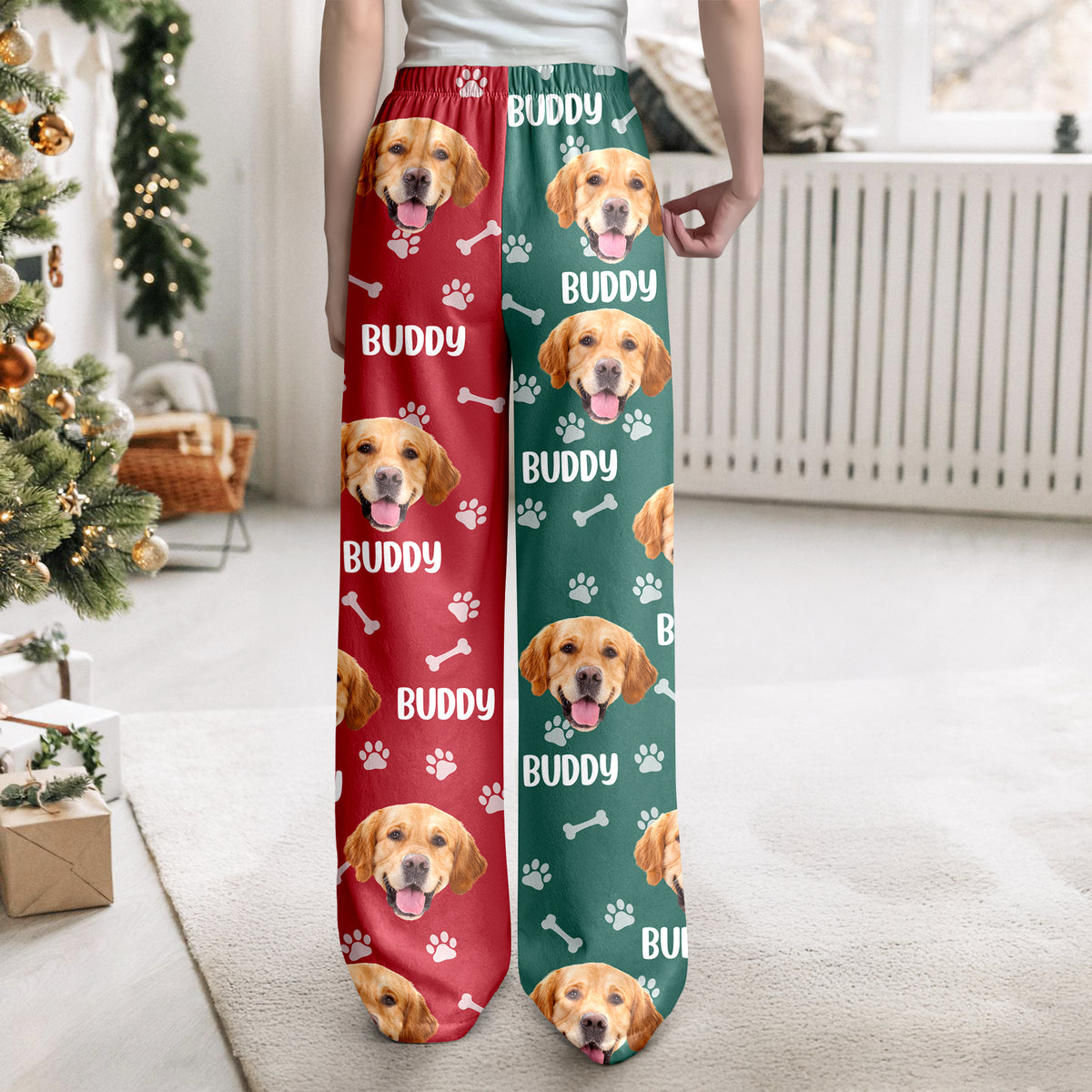 Custom Dog Face Photo Color Split Sweatpants Gift For Christmas HO82 900386
