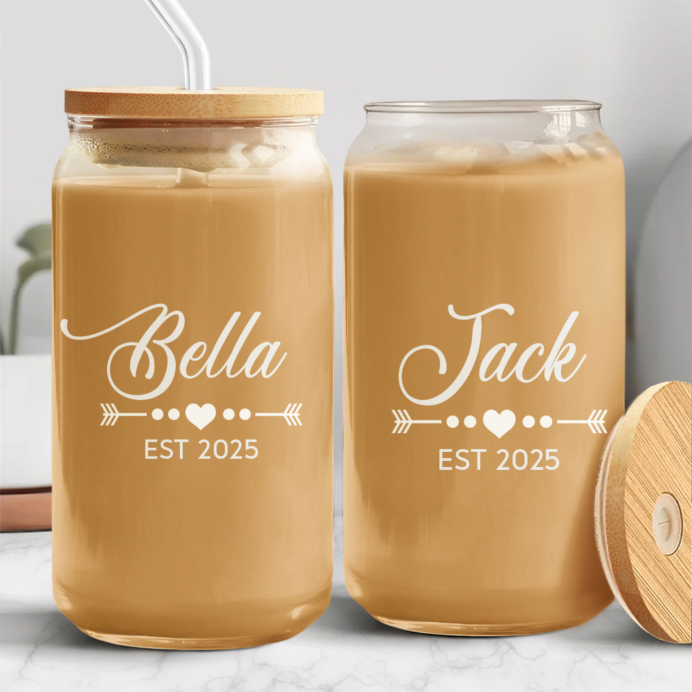 Custom Name Glass Can With Lid Gift For Family TH10 896921