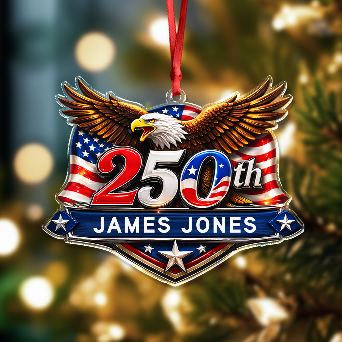 Personalized 250th Anniversary 1776-2026 Eagle USA Semiquincentennial Patriotic Acrylic Ornament HO82 903352
