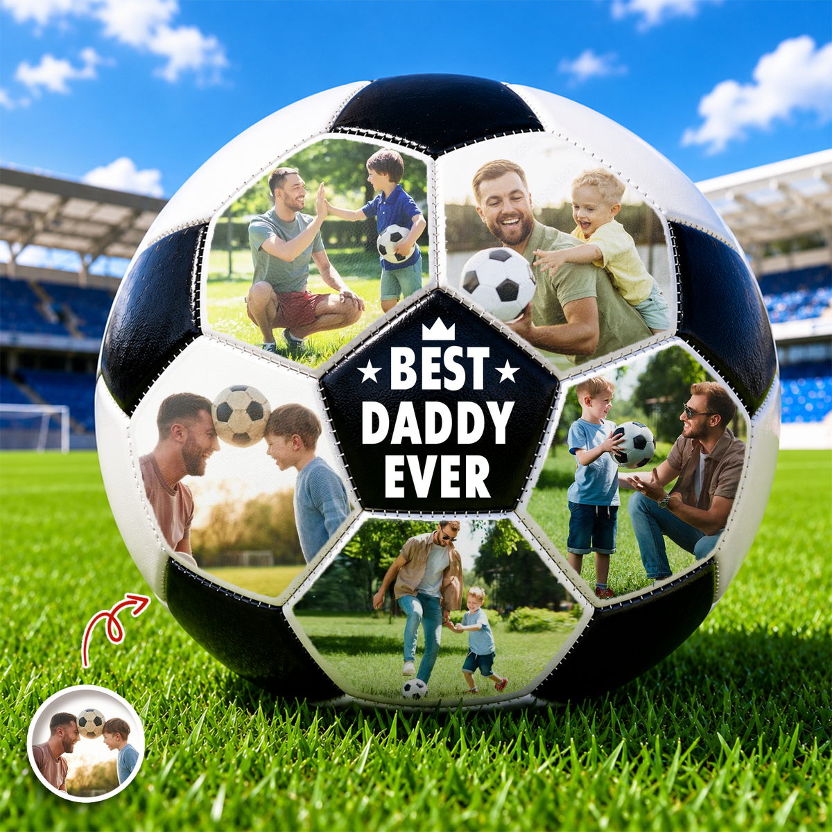 Custom Photo Best Coach Ever Best Dad Ever Soccer Ball - Gift For Dad, Father's Day, Soccer Lovers HO82 902724