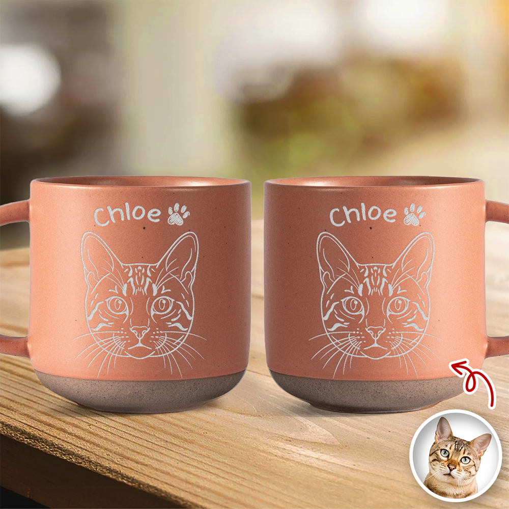 Personalized Dog Photo Engraved Pottery Mug - Custom Pet Lover Gift CH07 911410