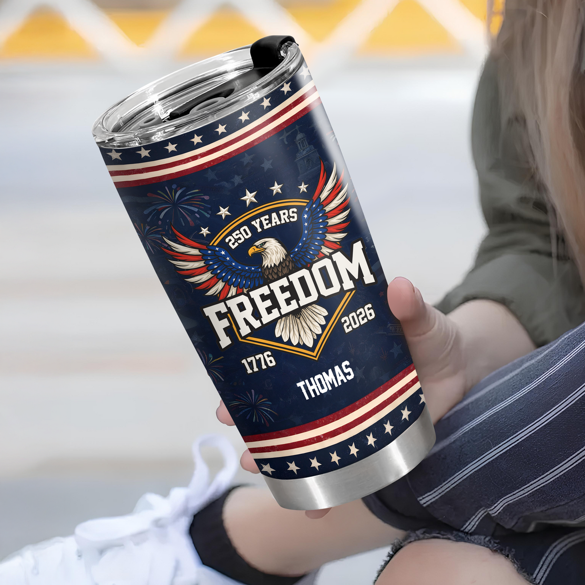 Custom Name 250 Years of Freedom America 1776–2026 Anniversary Fat Tumbler CH07 910552