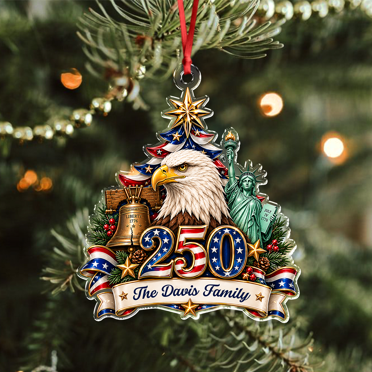 Personalized Family Name America 250th Anniversary Acrylic Ornament Christmas Gifts HA75 921878