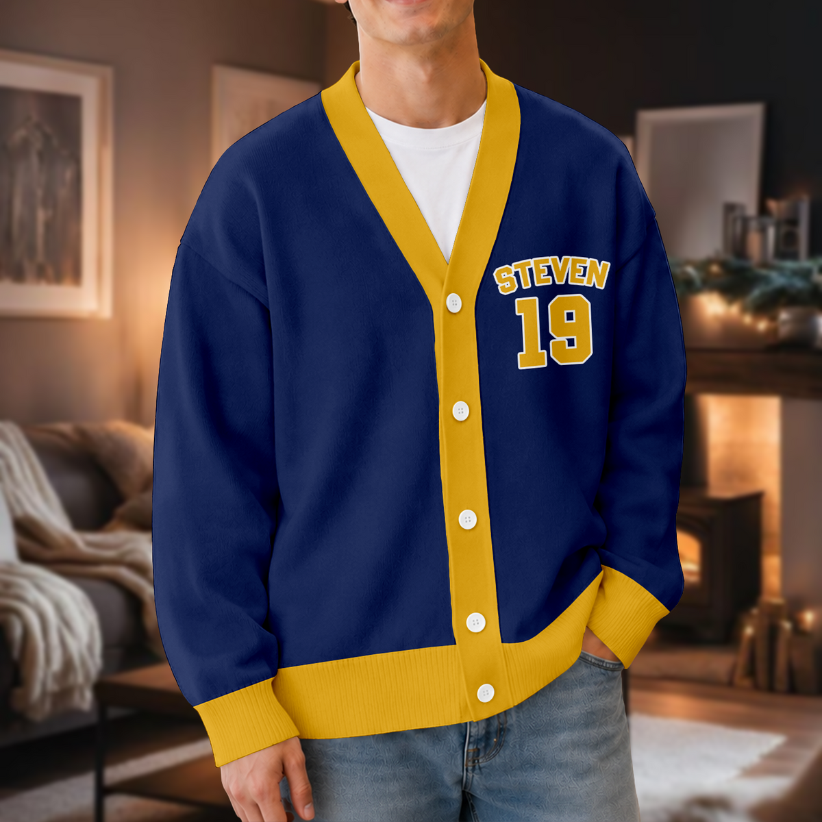 Custom Portrait Photo With Retro Style Sporty Gift For Baseball Lovers V-neck Cardigan HO82 903552