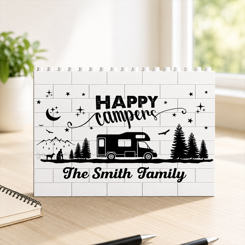 Custom Happy Campers Building Block Plaque - Personalized Camping Gift For Families TH10 170467