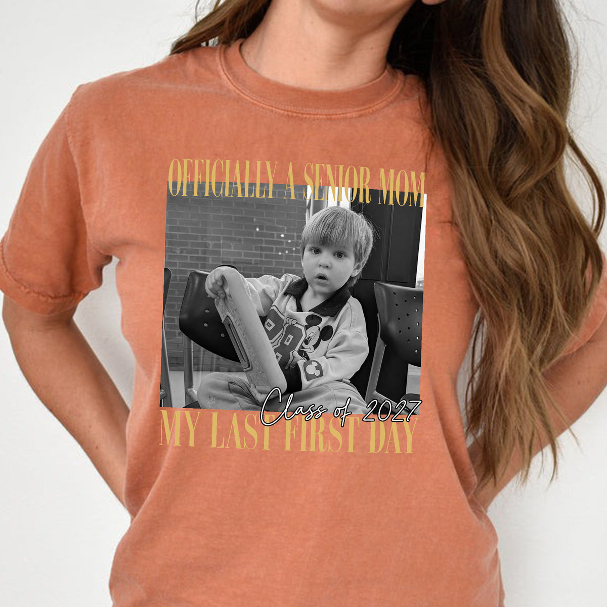 Custom Photo Officially A Senior Dad, Mom My Last First Day Comfort Shirt LM32 669661