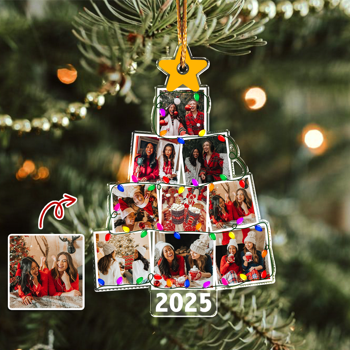 Custom Photo Besties With Christmas Tree Acrylic Ornament HO82 894736