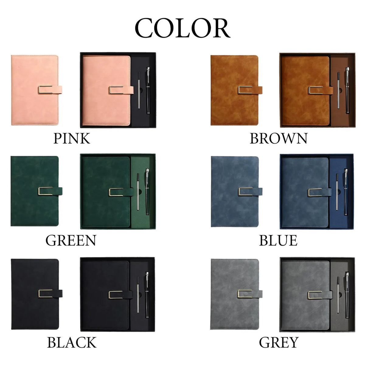 Engraved Birth Flower Leather Journal, Personalized Name Notebook Set, Graduation Gifts for Her HA75 920592