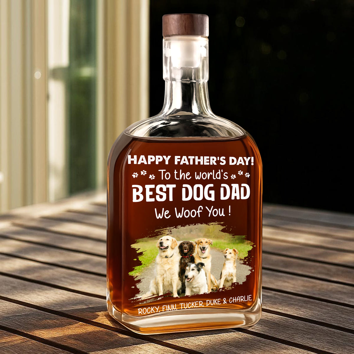 Custom Photo To The World Best Dog Dad Whiskey Bottle TH10 894049