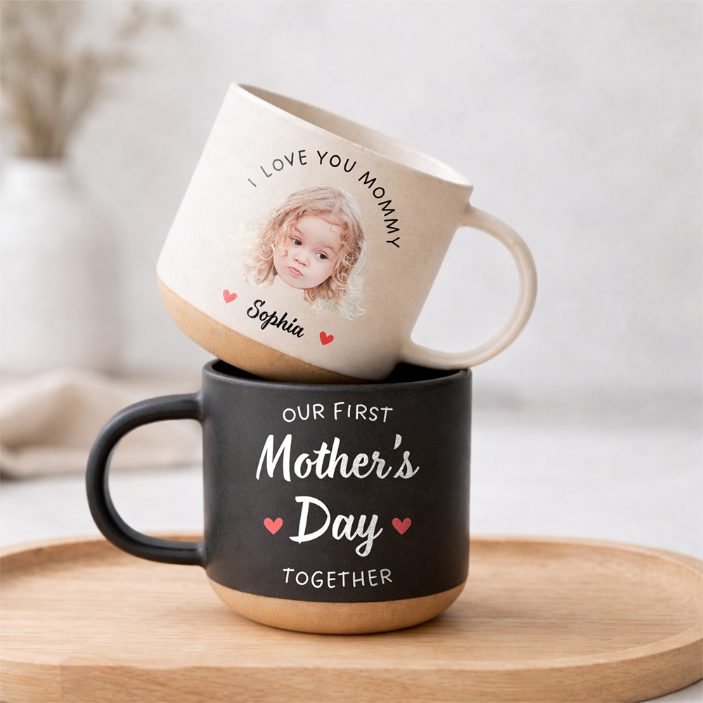 Custom Photo Our First Father Mother's Day Together Pottery Mug for New Mom New Dad LM32 899625